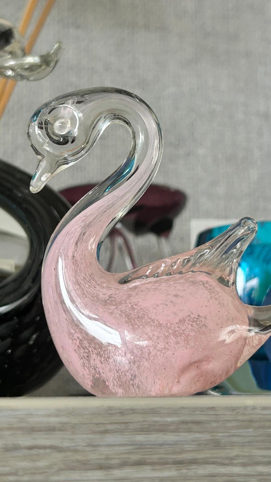 Glazen Zwaan Roze - Decoratief Beeldje, Ophalen