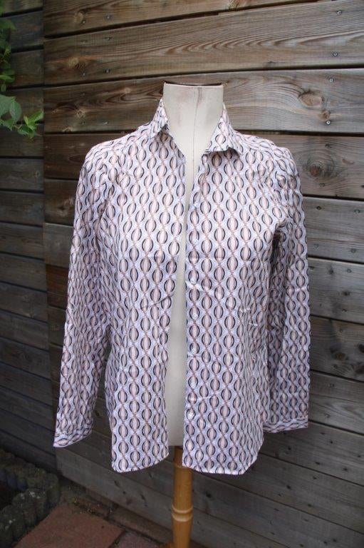 Blouse wit/ beige/ camel Eterna mt 38 Vaste prijs, Maat 38/40 (M), Verzenden, Wit, Zo goed als nieuw
