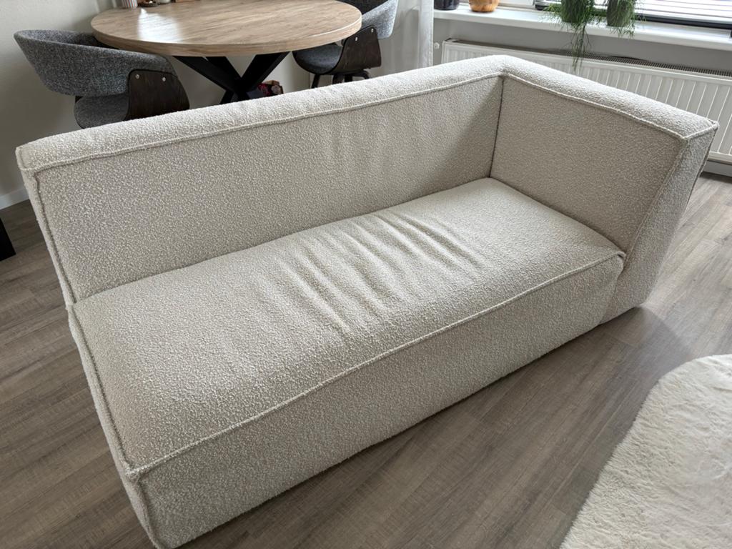 Moderne bank van NOUS Living - Crème Bouclé, Ophalen, 150 tot 200 cm, Hoekbank, Driepersoons