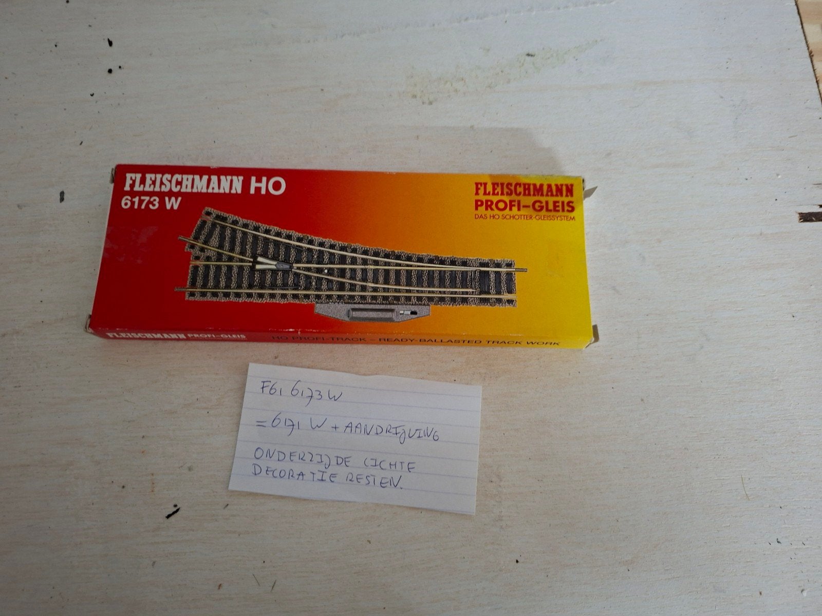 Fleischmann Profi-Gleis HO 6173 W Wissel met Aandrijving, Hobby en Vrije tijd, Gebruikt, Gelijkstroom, Fleischmann, Rails