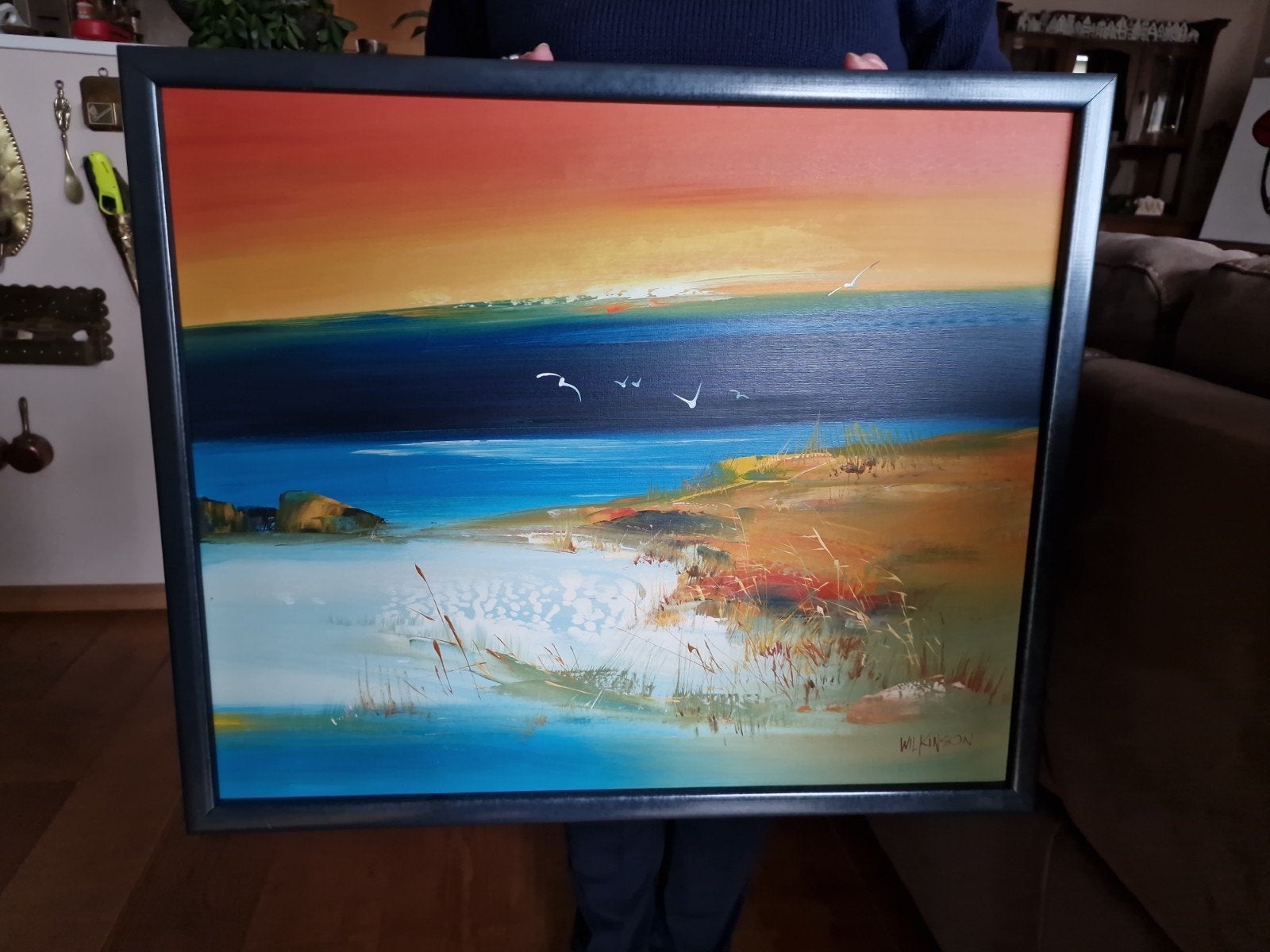 Koppel olieverfschilderijen, gesigneerd Wilkinson, Antiek en Kunst, Landschap, Ingelijst, Ophalen of Verzenden, Olieverf