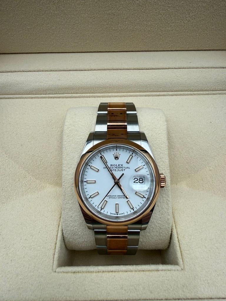 Rolex - Oyster Perpetual Datejust - 36mm- Rose Goud/Zilver, Ophalen, Staal, Polshorloge, Zo goed als nieuw