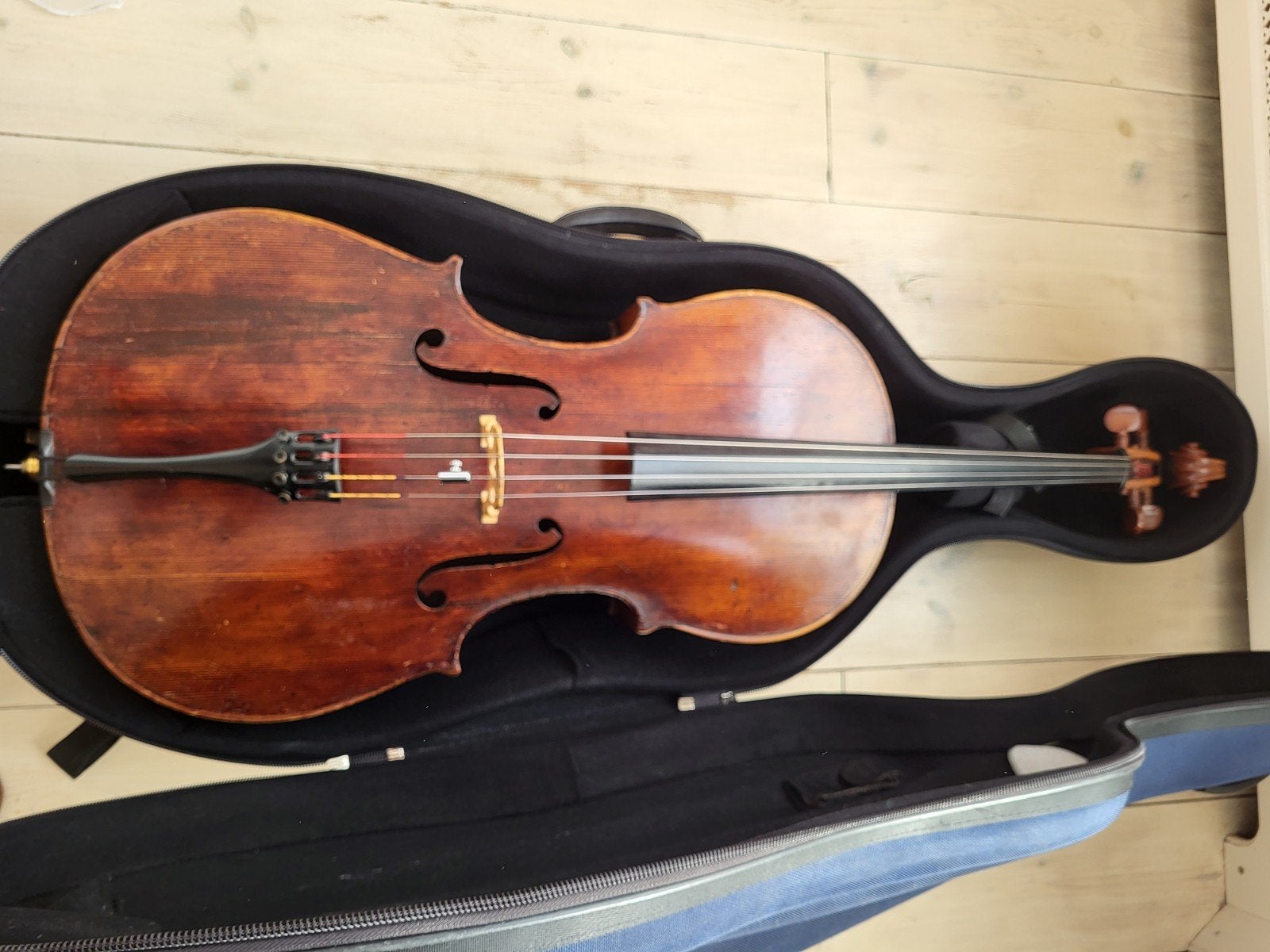 Duitse cello ca. 1900 - gerepareerd - 4/4, Ophalen of Verzenden, Gebruikt, Met koffer