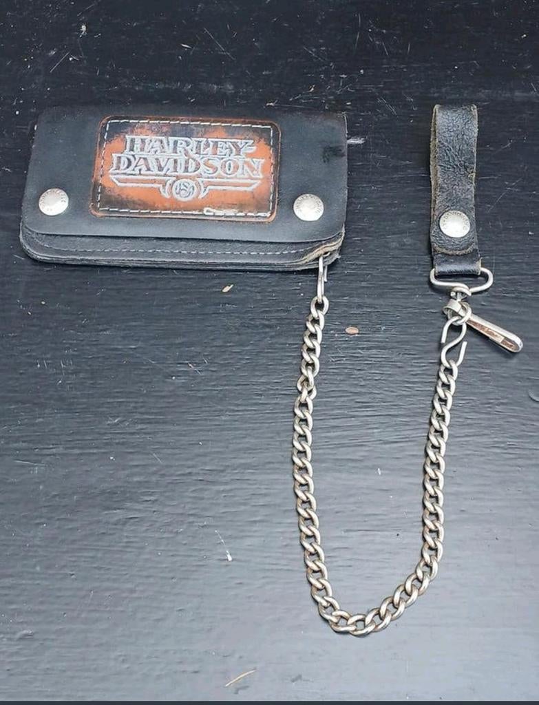 Harley Davidson Portemonnee met Ketting - Gedragen, Sieraden, Tassen en Uiterlijk, Portemonnees, Gebruikt, Overige merken, Zwart