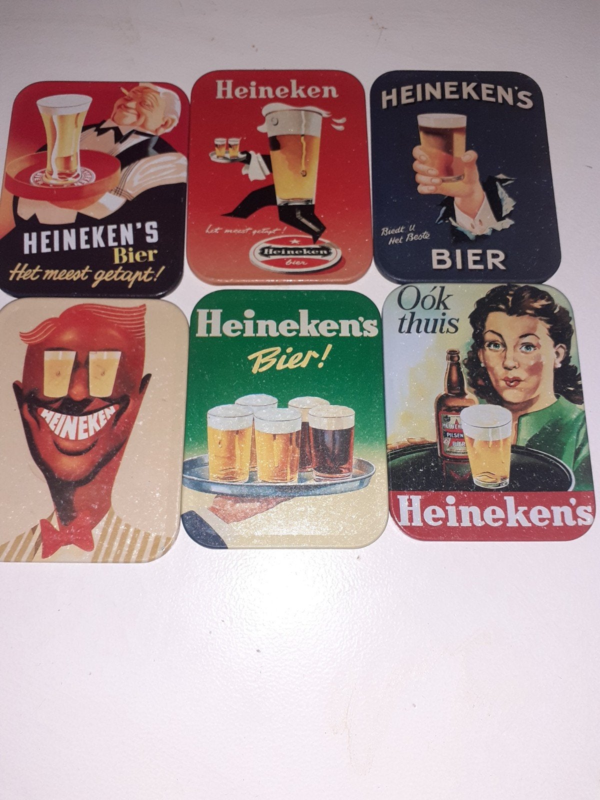 Set van 6 vintage Heineken onderzetters - Nostalgisch, Ophalen of Verzenden, Gebruikt