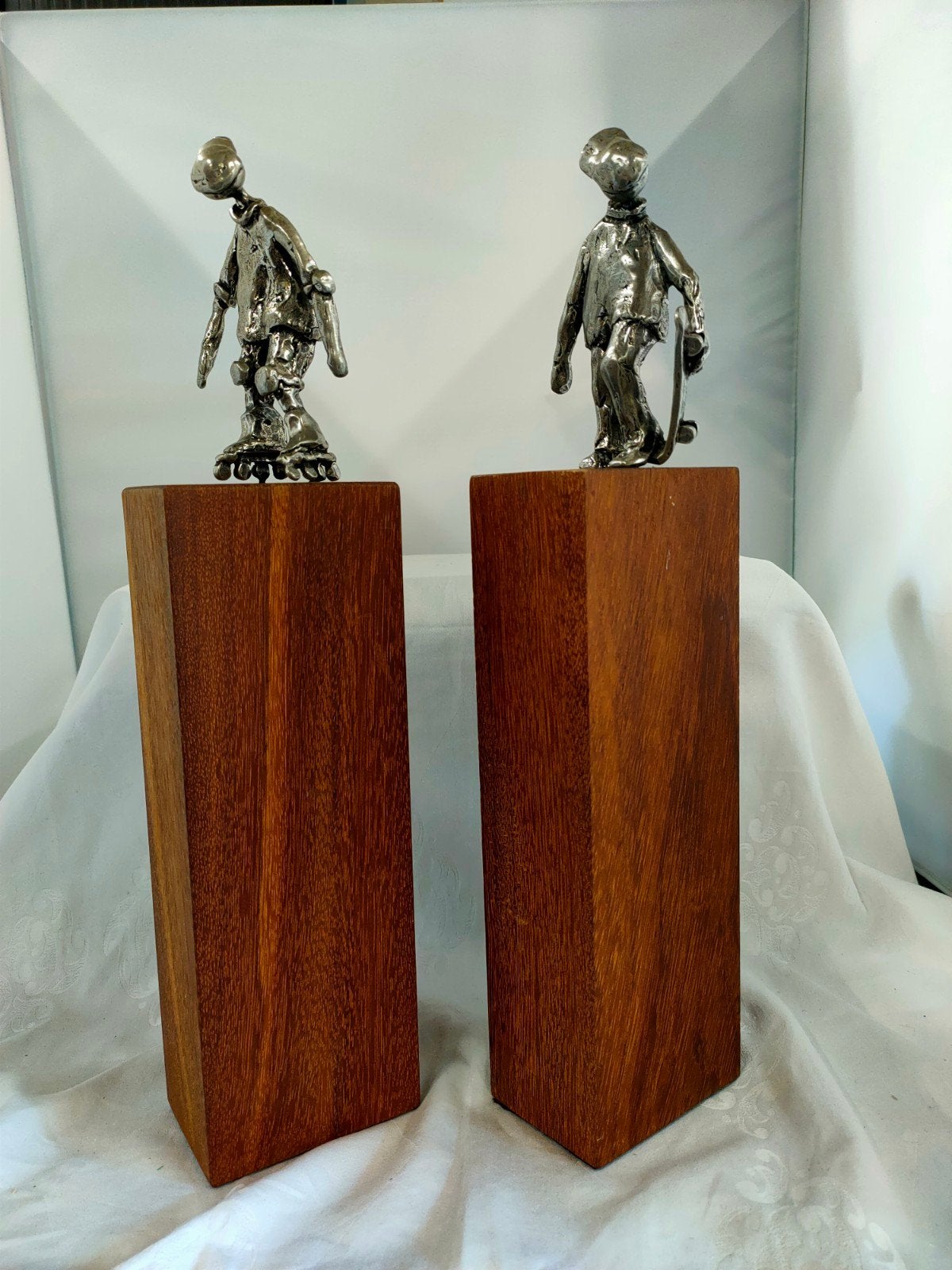 Zilvertinnen beeldjes , spelende kinderen, Zilver, Groep mensen, Ophalen of Verzenden, 20 - 50 cm