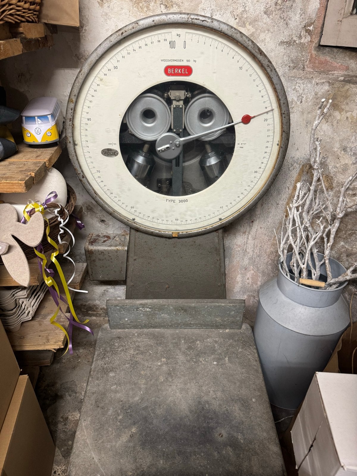 Antieke Berkel Vloerweegschaal Type 3000 - 100 kg, Ophalen, Gebruikt, Vloerweegschaal, 50 tot 100 kg