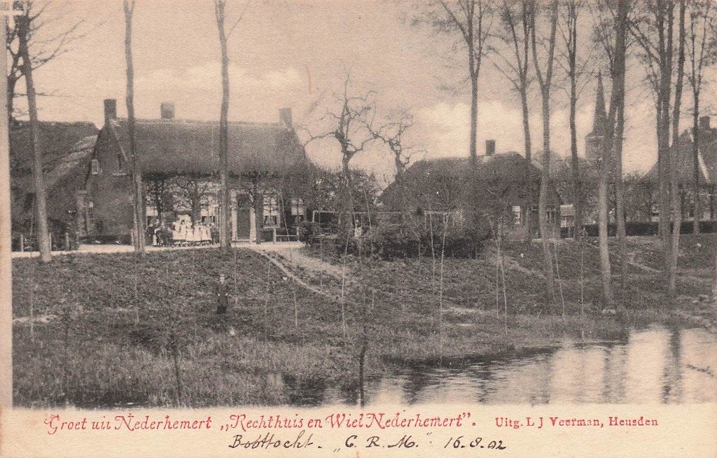 JO890 Nederhemert Rechthuis en Wiel ca 1900, Verzenden, Voor 1920, Gelopen, Noord-Brabant