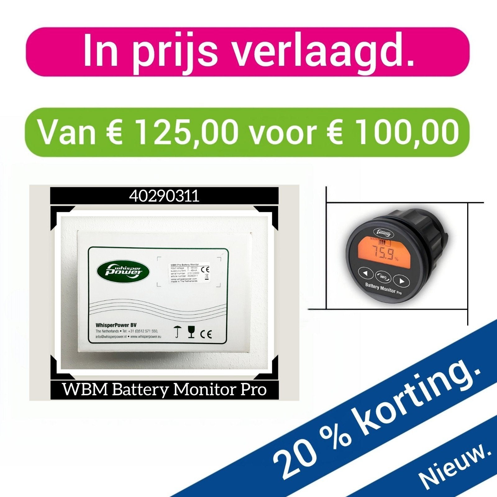40290311 - Battery Monitor Pro / Nieuw, Neu, Watersport en Boten, Ophalen of Verzenden, Nieuw, Kabel of Apparatuur