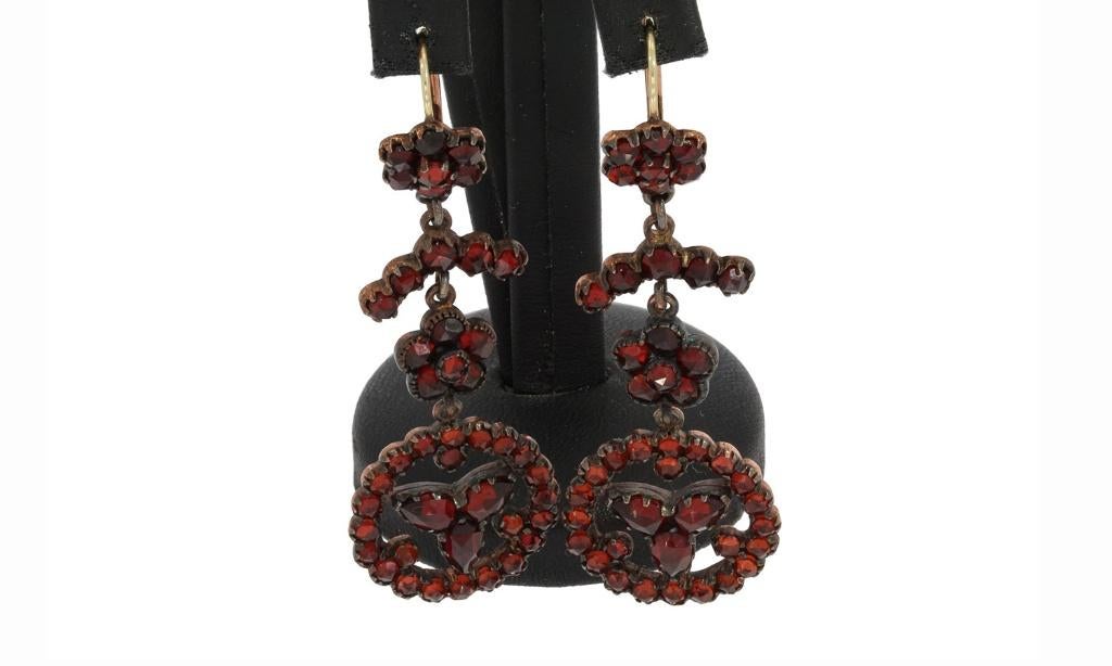 Granaat antiek set 14k gouden oorbellen exclusief groot