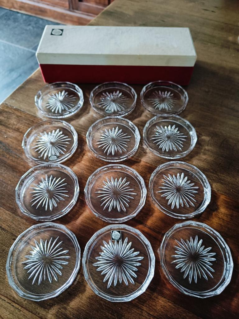 12 Kristallen Onderzetters van Crystal Maastricht Holland, Antiek en Kunst, Ophalen of Verzenden