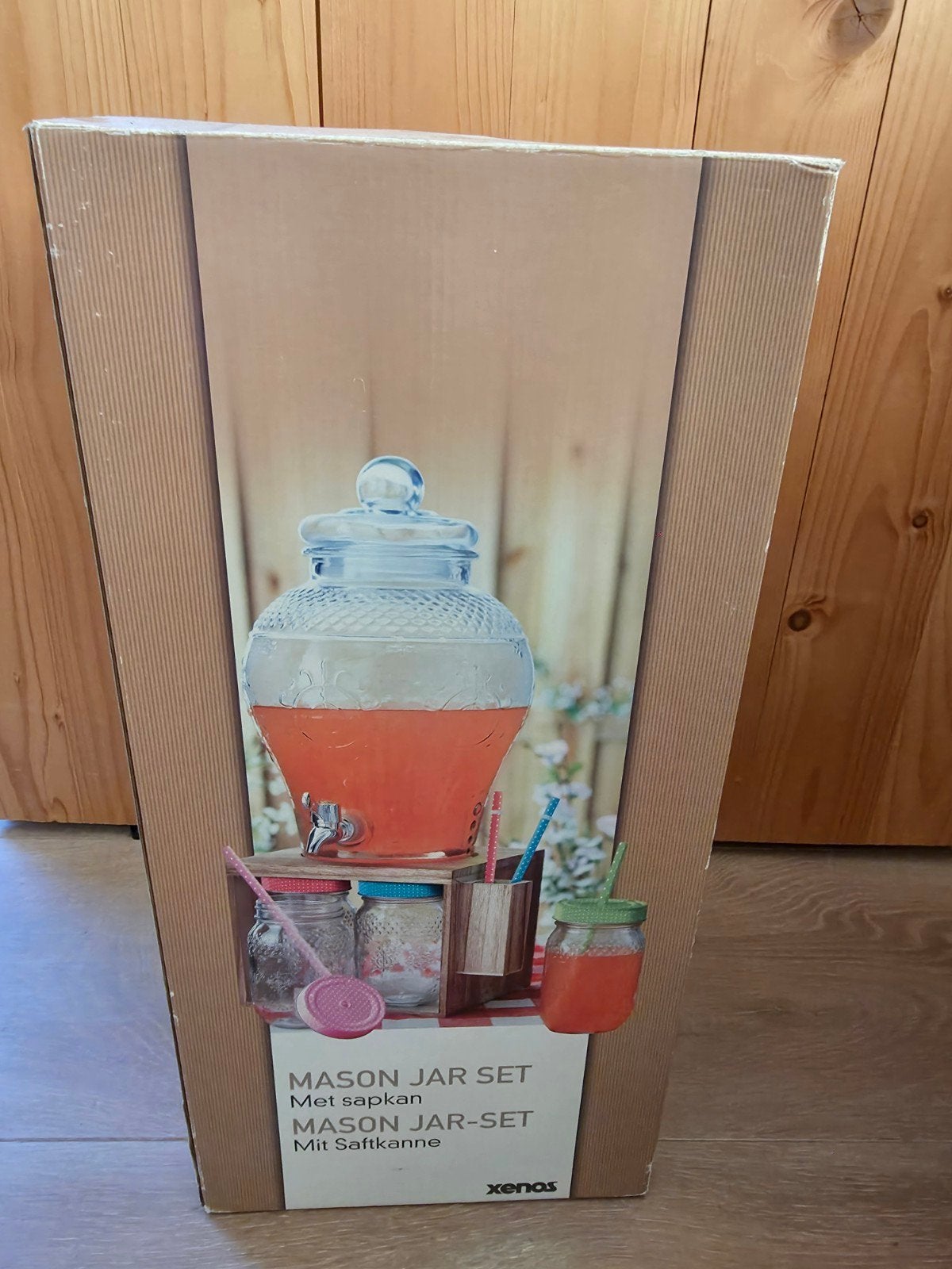 Mason Jar Set met sapkan en standaard, Nieuw, Ophalen of Verzenden, Overige merken, Glas
