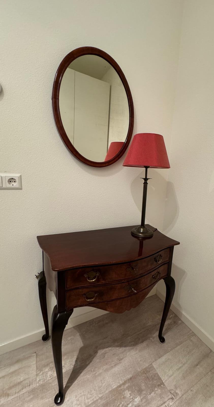 Antieke kaptafel met bijpassende spiegel en lamp, Ophalen, Zo goed als nieuw, 50 tot 100 cm, Minder dan 100 cm