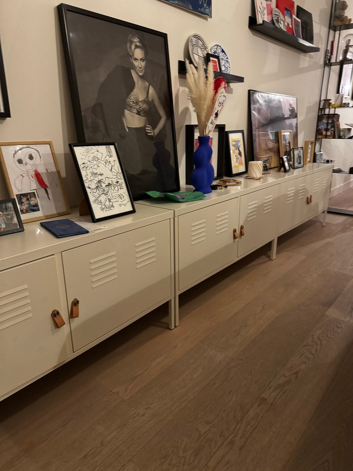 IKEA PS Metalen Kast Beige - Stijlvolle Opbergkast, Ophalen, Gebruikt, 100 tot 150 cm, Minder dan 100 cm