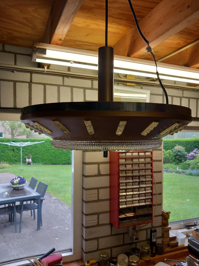 Vintage kamerlamp, Huis en Inrichting, Lampen | Hanglampen, Ophalen, Gebruikt, Vintage, Glas