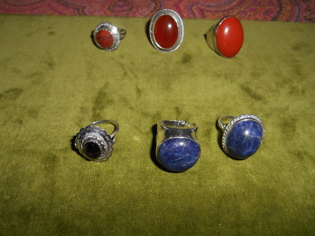 prachtige oude antieke zilveren ringen allemaal maat 17, Ophalen of Verzenden, Zilver, Ring, Met edelsteen