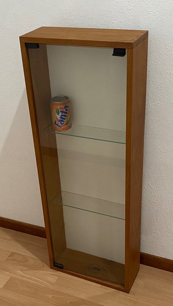 Vitrinekastje, Ophalen, Met deur(en), Eikenhout, 50 tot 100 cm
