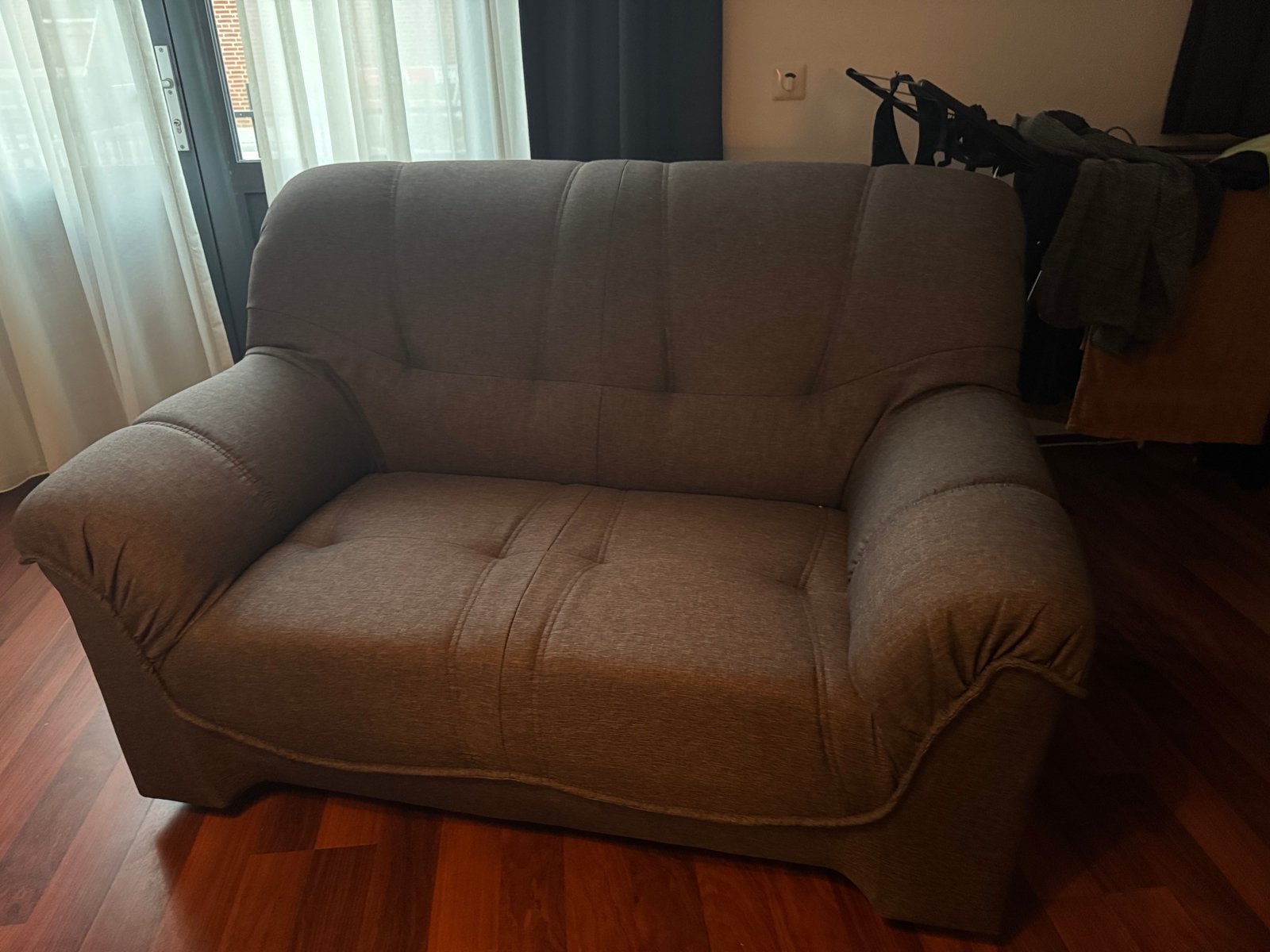 2 bankjes grijs, Ophalen, Gebruikt, Tweepersoons, 75 tot 100 cm