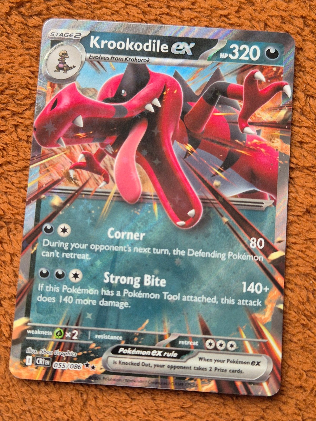 Krookodile Ex- 055/086 - Chaos Rising (CRI 055) NM, Ophalen of Verzenden, Nieuw, Losse kaart, Foil