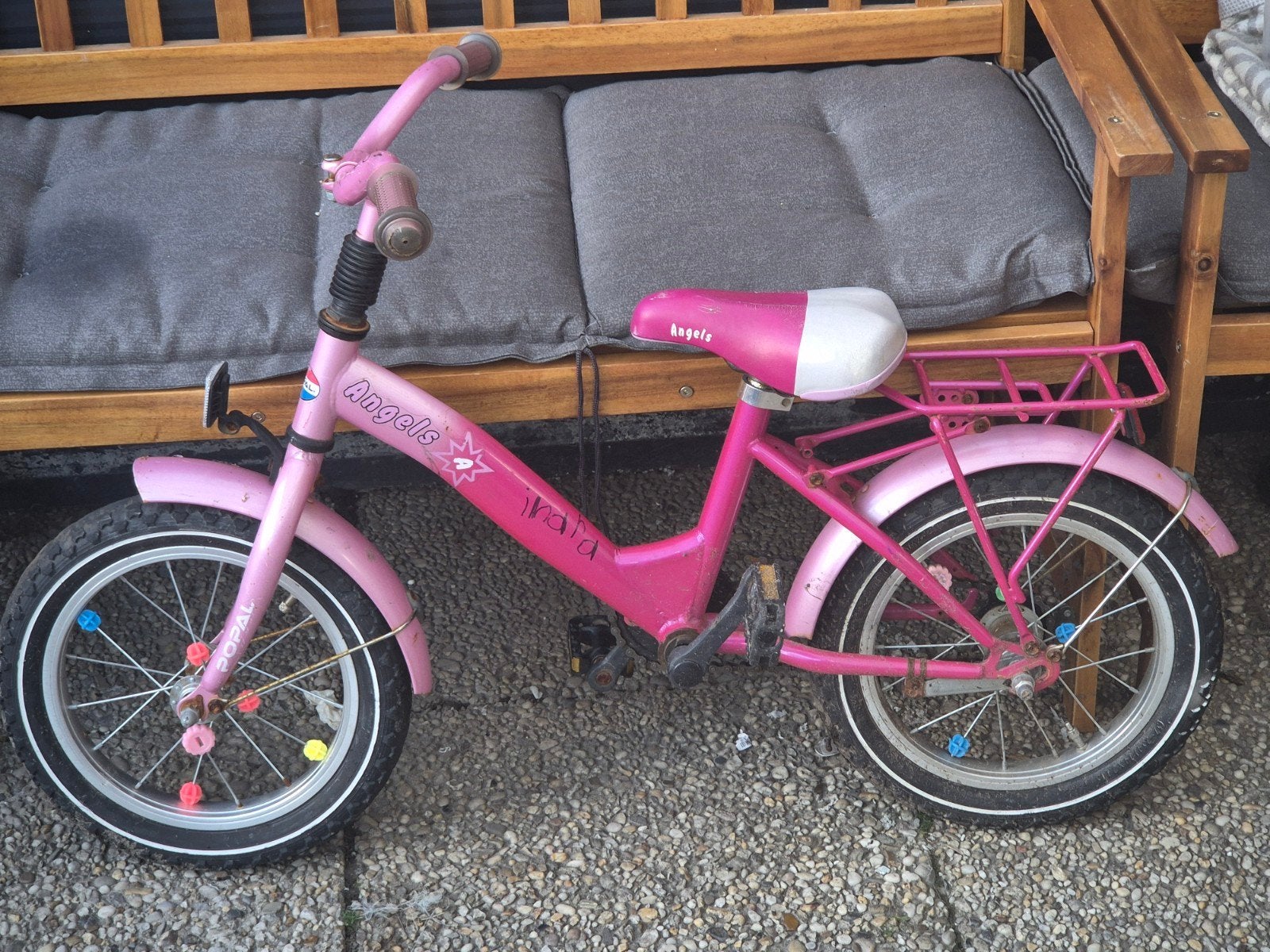 Roze kinderfiets - gratis af te halen, Fietsen en Brommers, Ophalen of Verzenden, Gebruikt, 16 tot 20 inch, Angels