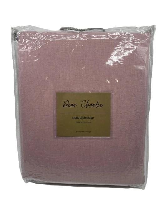 100% linnen dekbedovertrek 260x240 met slopen Oud Roze, Dekbedovertrek, Ophalen of Verzenden, Roze, Nieuw