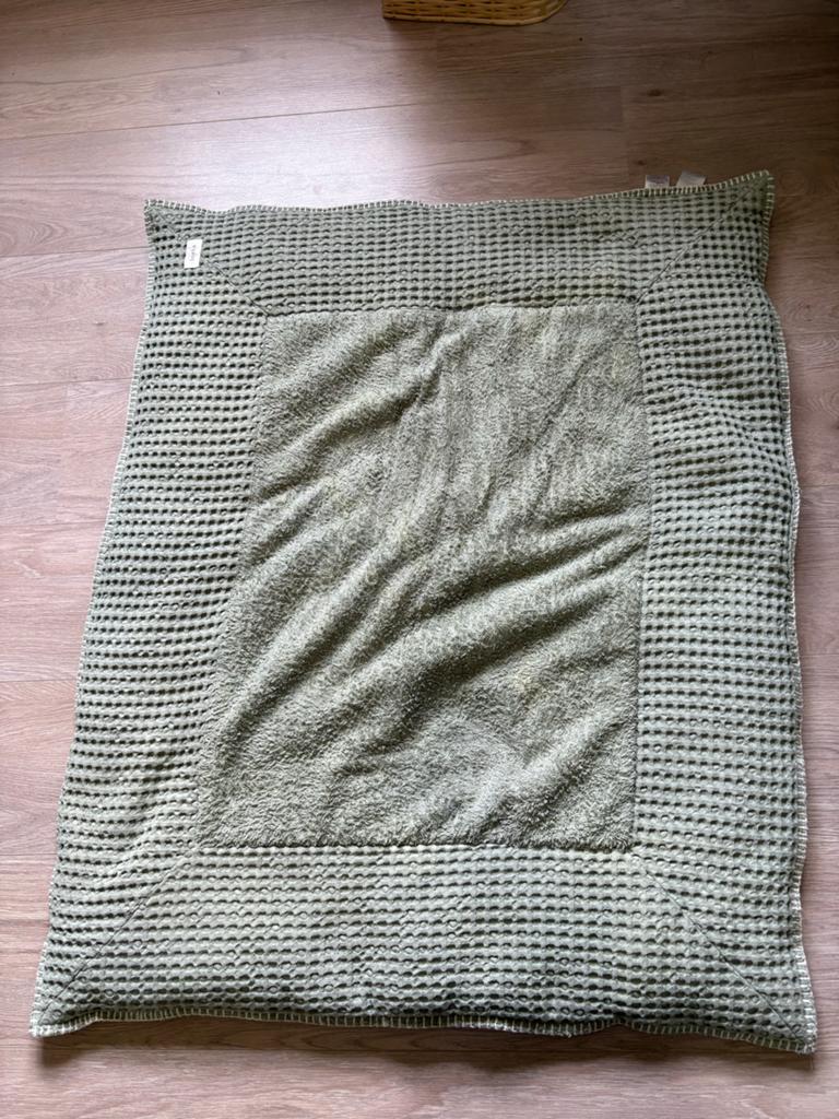 Boxkleed van Koeka wafelstof groen/beige, Ophalen, Gebruikt, Deken