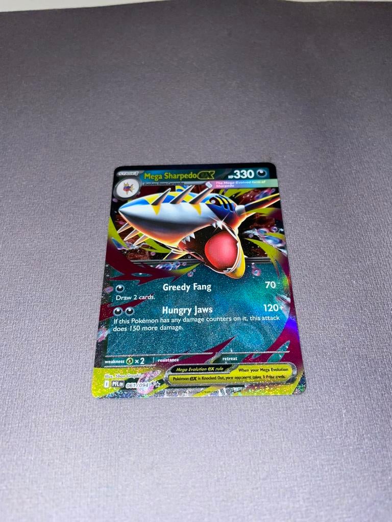 Mega Sharpedo Ex mint Pokémon, Ophalen of Verzenden, Nieuw, Losse kaart, Foil