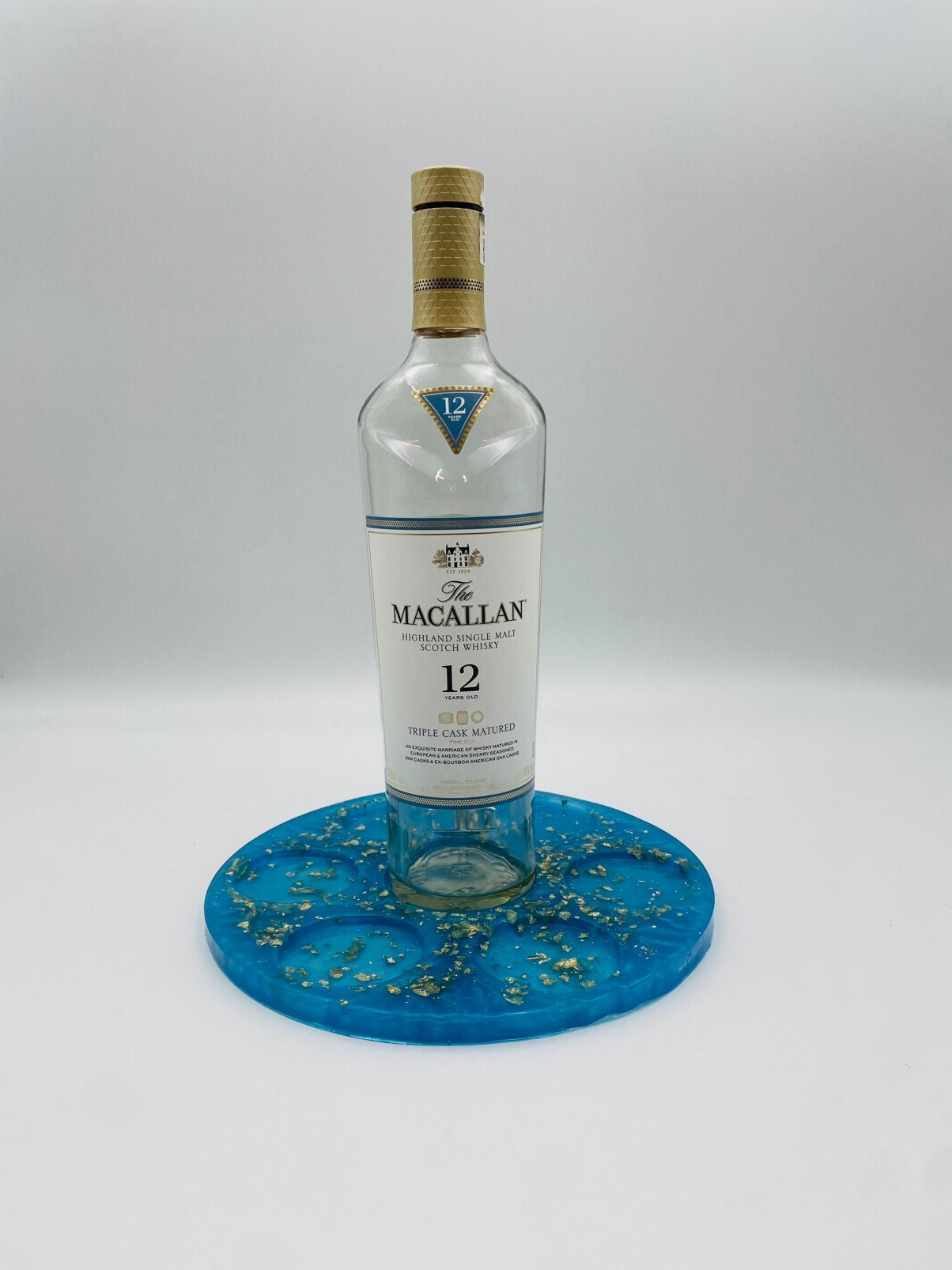 Handgemaakte epoxy whiskey glashouder - Uniek design, Huis en Inrichting, Woonaccessoires | Overige, Nieuw, Kunststof, Blauw, Modern