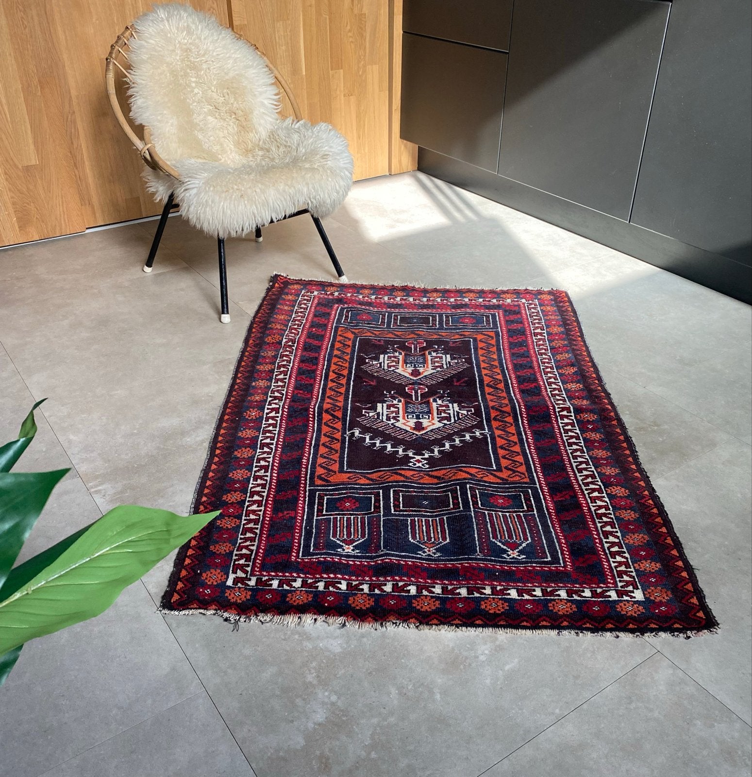 Prachtig vintage Perzisch tapijt, handgeknoopt, Gebruikt, 100 tot 150 cm, Bruin, Rechthoekig