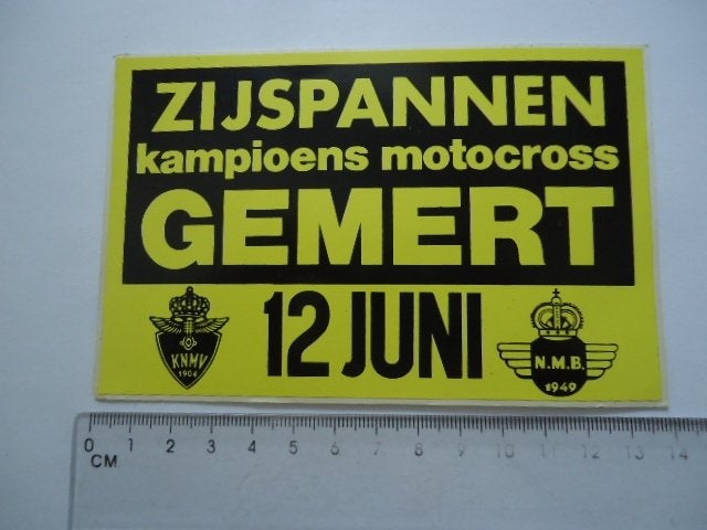 sticker oud Motorcross ZIJSPAN Gemert Kampioen KNMV NMB, Verzenden, Zo goed als nieuw, Bedrijf of Vereniging