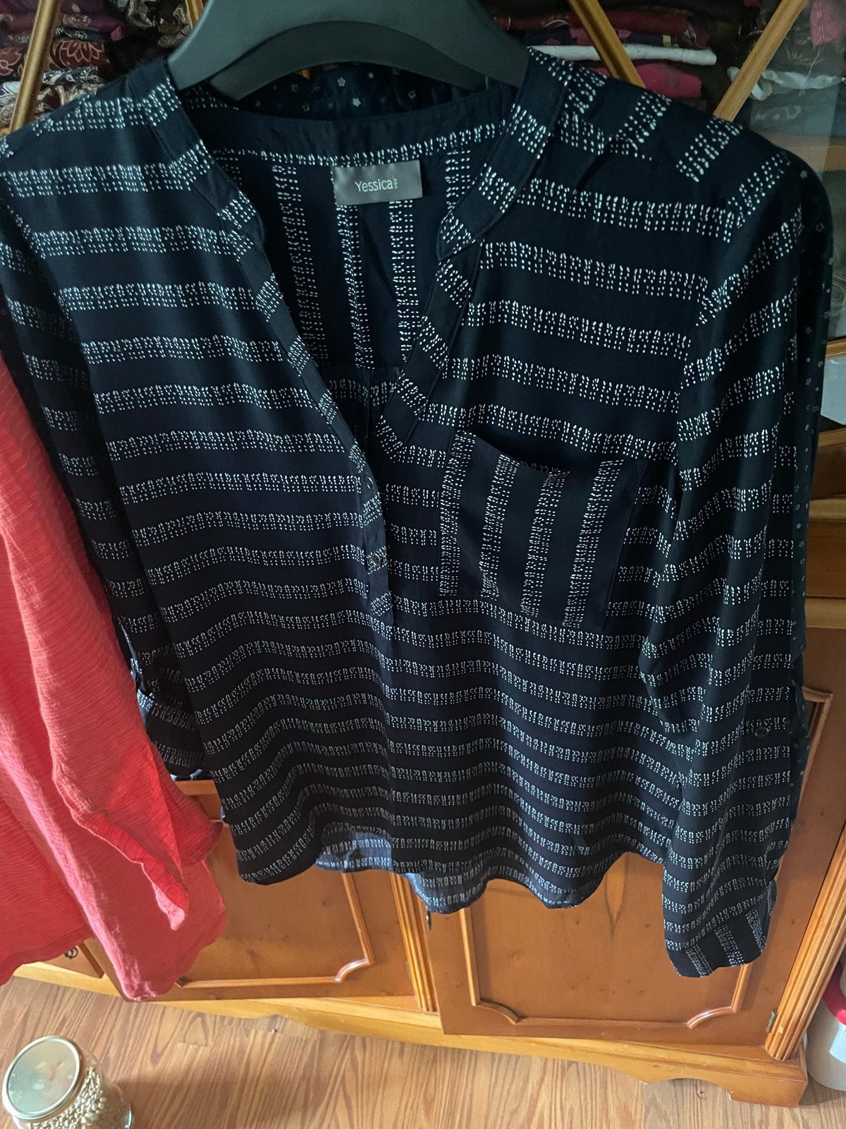 Yessica blouse zwart met wit patroon, maat 38/40 (M), Ophalen of Verzenden, Nieuw, Maat 38/40 (M), Zwart