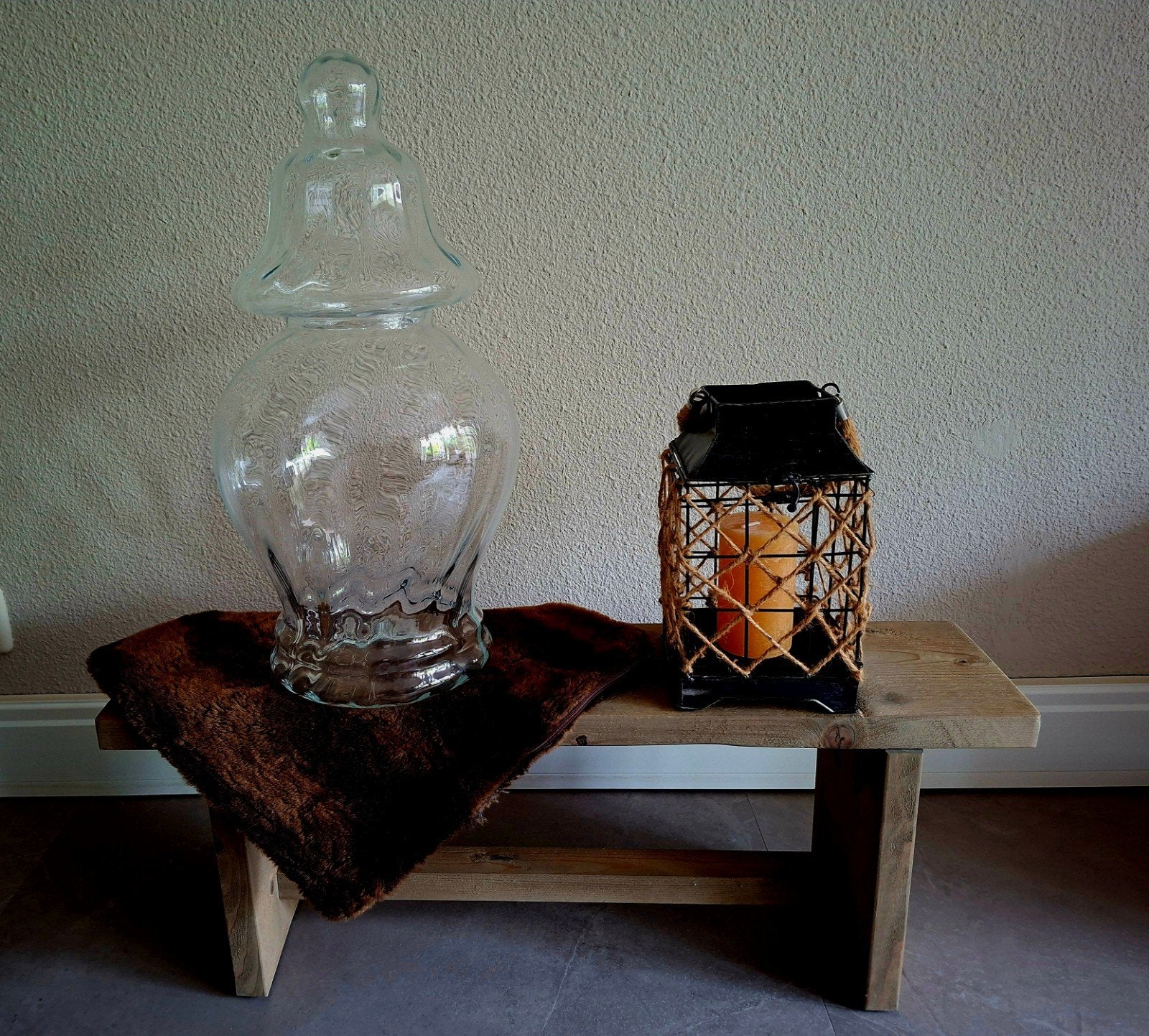 Glazen stolp en vaas !, Glas, Ophalen, Gebruikt, Met deksel