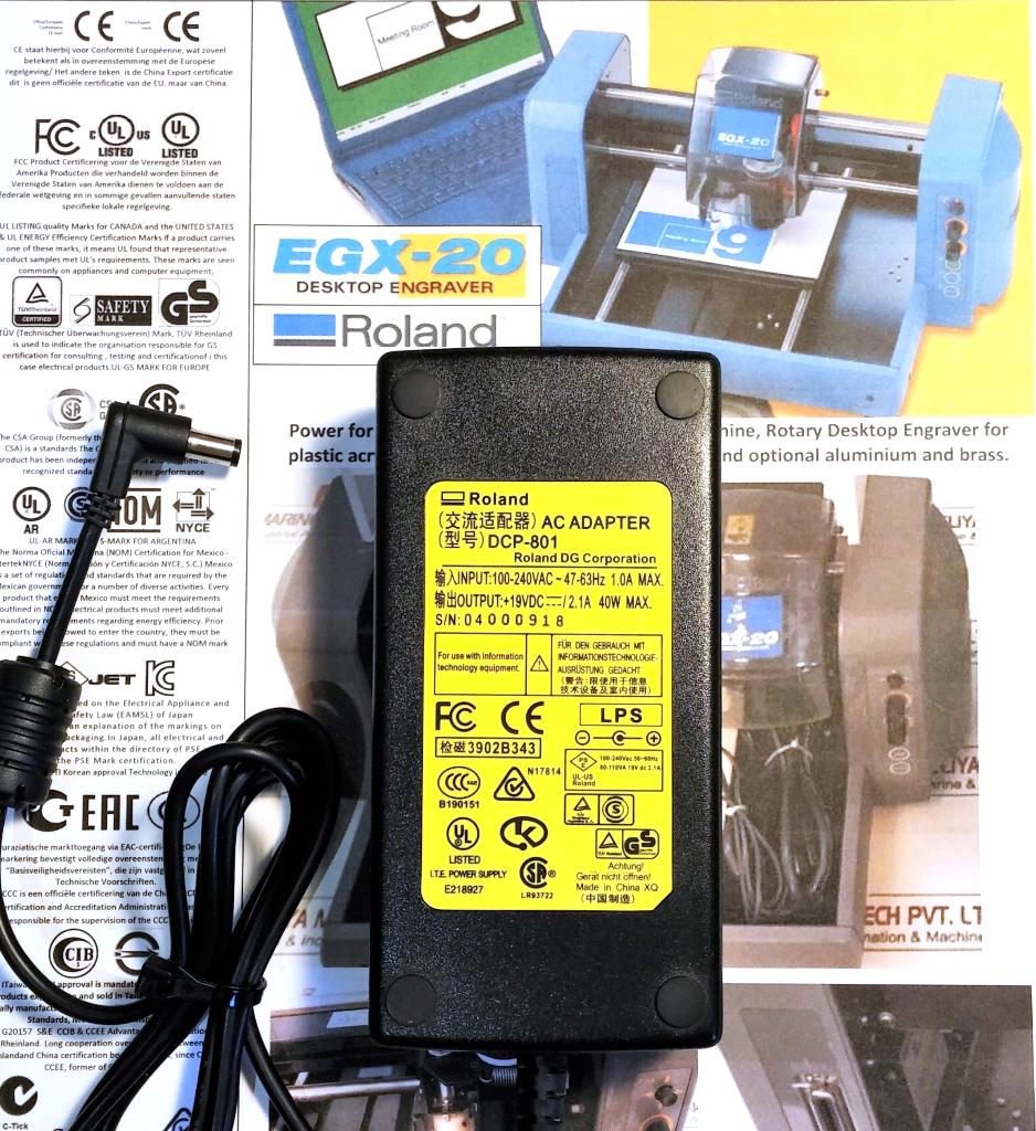 Roland DC-801 19V 2.1A 40W Adapter EGX-20 Engraver 3D Stika, Ophalen of Verzenden, Zo goed als nieuw, Printerkabel, Roland DG