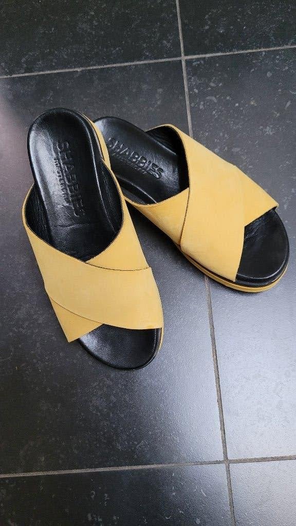 Shabbies Amsterdam leren slippers 37, Slippers, Shabbies Amsterdam, Geel, Ophalen of Verzenden