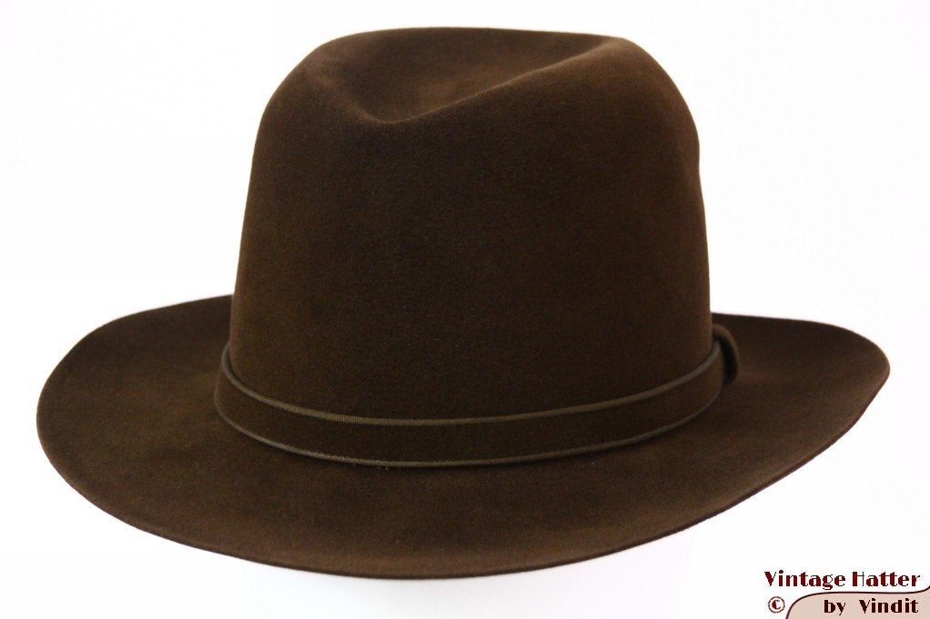 Vintage Dames gleufhoed MeisterFilz geborsteld vilt 56, 56 of 57 cm (M, 7 of 7⅛ inch), Hoed, Meister Filz, Ophalen of Verzenden