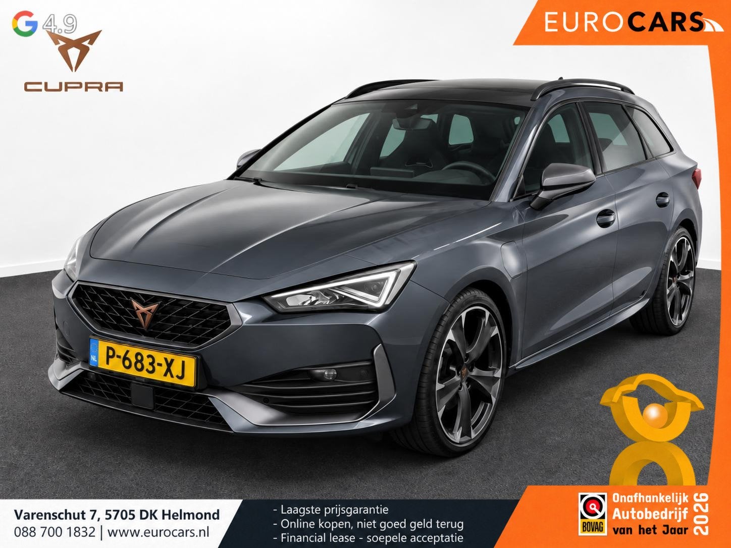 CUPRA Leon Sportstourer 1.4 E-Hybrid VZ 245pk PHEV ACC Navig, Auto's, Dealer onderhouden, Stof, Gebruikt, 4 cilinders