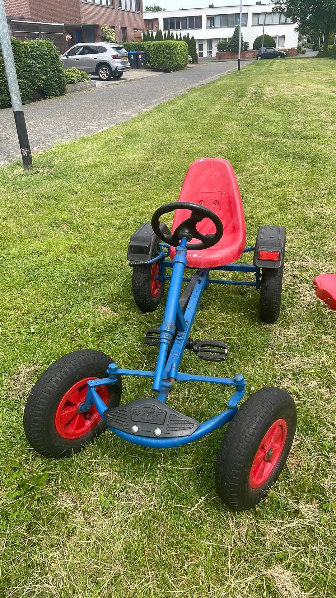 Mammoet skelter rood/blauw - voor 1 of 2 personen, Kinderen en Baby's, Speelgoed | Buiten | Voertuigen en Loopfietsen, Ophalen