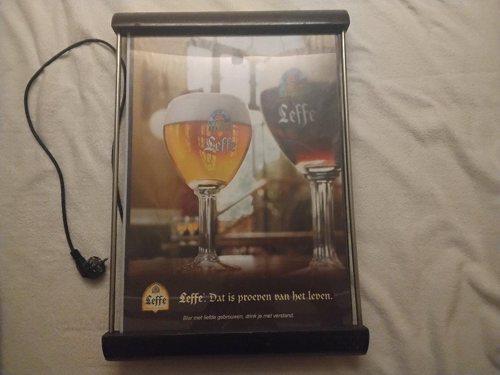 Leffe bier lichtbak sign, Ophalen of Verzenden, Zo goed als nieuw, Reclamebord, Plaat of Schild, Overige merken
