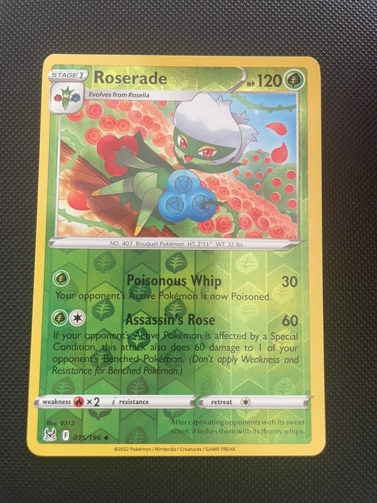 Roserade 015/196 Reverse Holo Lost Origin, Verzenden, Zo goed als nieuw