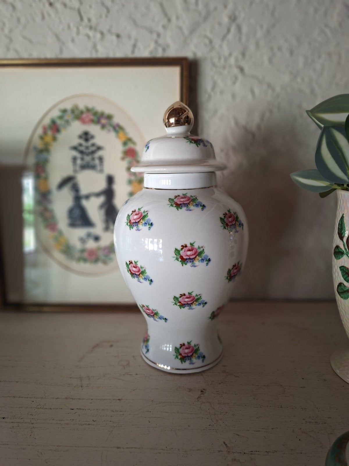 Vintage gebloemde dekselvaas, Ophalen