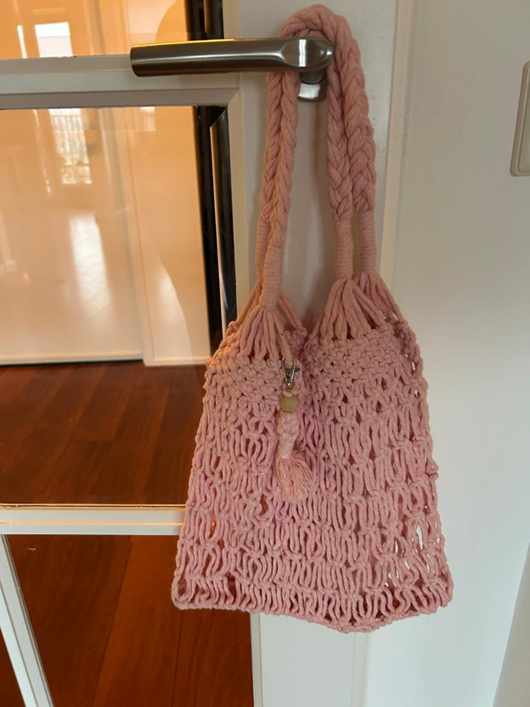 Tas macramé, Verzenden, Nieuw, Roze