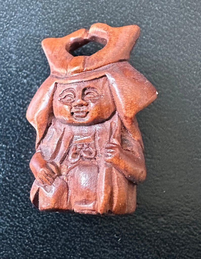 Ojime in buxushout van Chigo Helmet, Antiek en Kunst, Bruin, 3 cm, Ophalen of Verzenden, Japan