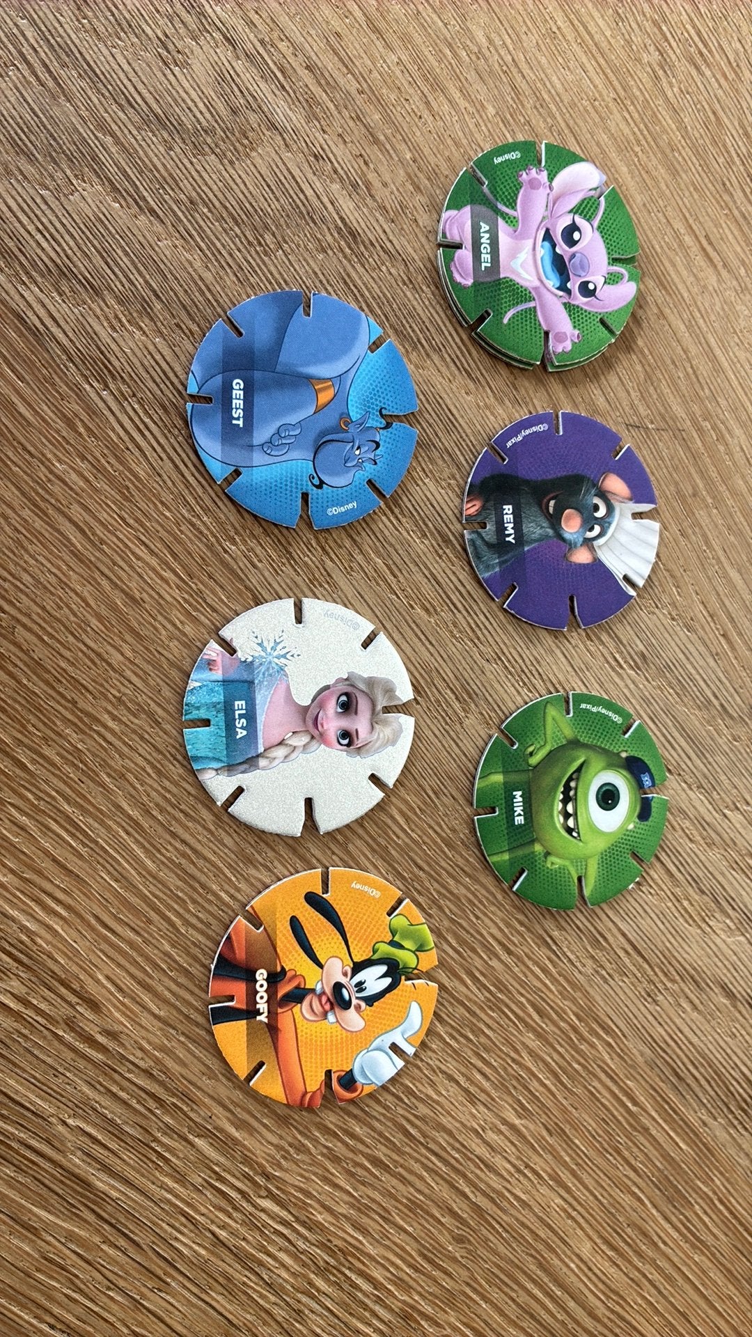 Disney Flippo's - Geest, Remy, Angel, Mike, Goofy en Elsa, Ophalen of Verzenden, Losse flippo's