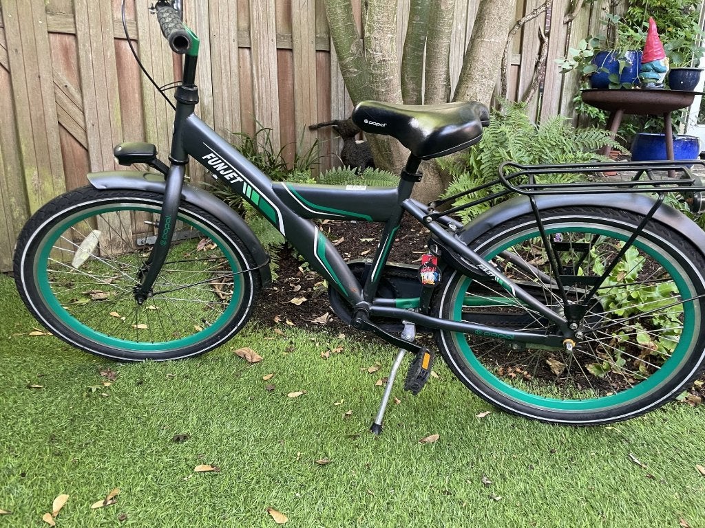 Leuke zwart-groene Popal Funjet fiets 22 inch, gebruiksklaar, Ophalen, Gebruikt, Popal funjet, Terugtraprem