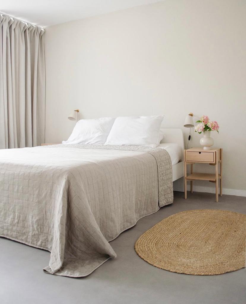 Vloerkleedje jute ovaal als nieuw, Huis en Inrichting, Slaapkamer | Bedden, Ophalen, Eenpersoons, Wit, Hout