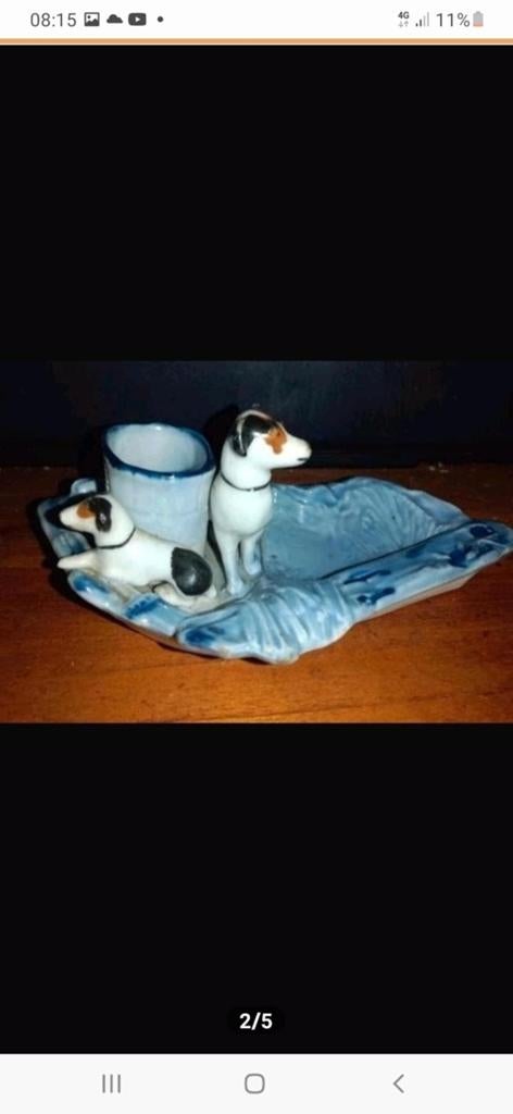 Vintage porseleinen asbak met hondenbeeldjes, Ophalen of Verzenden