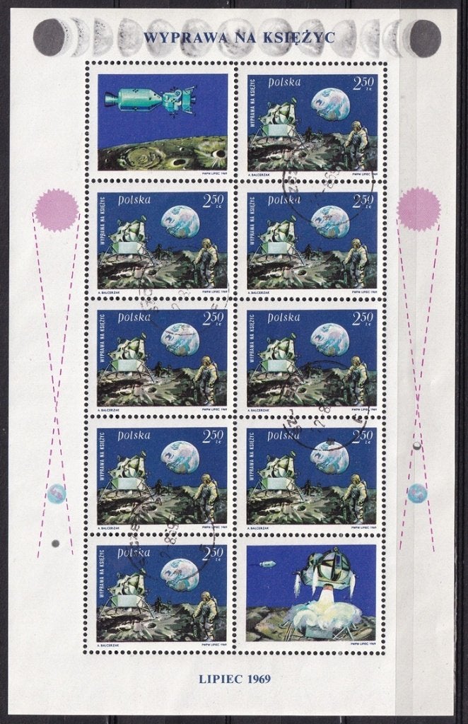 B619 - Polen Michel 1940 gestempeld paar 6x in vel met 2, Verzenden, Polen, Gestempeld