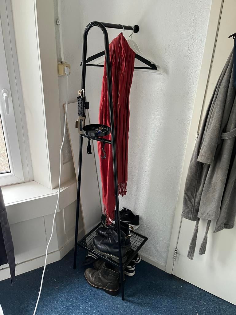 Ikea ÄLGANÄS Zwart Rek - Kledingrek met Schoenopslag, Ophalen, Gebruikt, Overige typen, Metaal