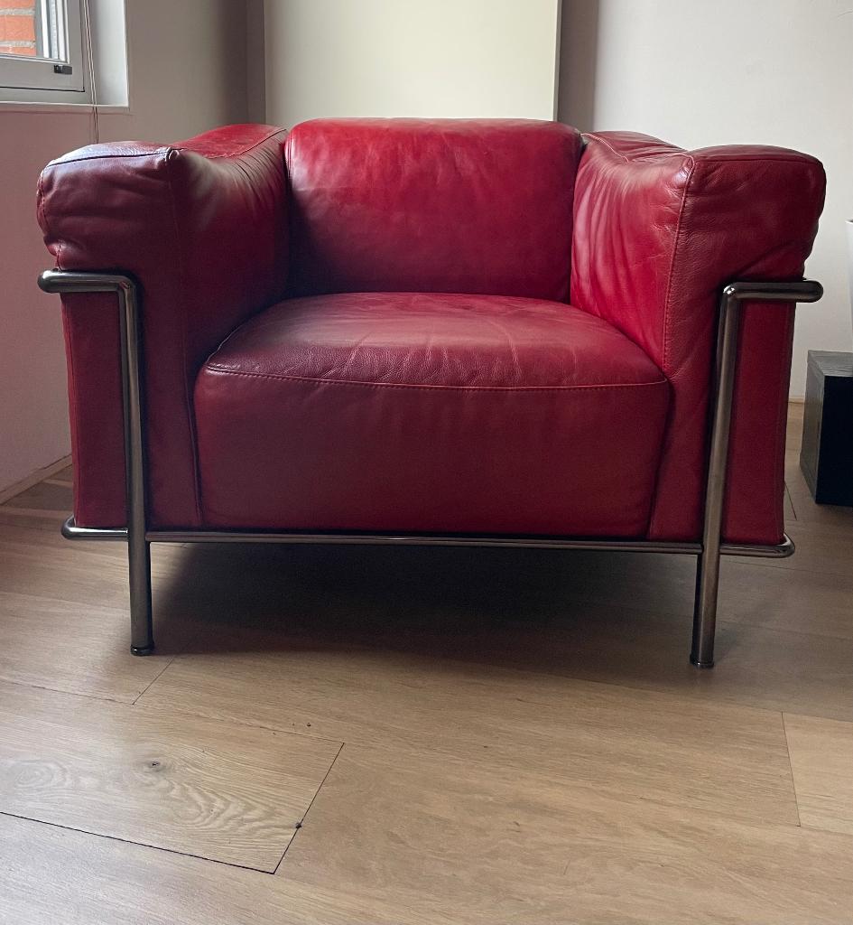 Moderne Urban Sofa Rode fauteuil in metalen frame, Ophalen, Zo goed als nieuw, 75 tot 100 cm, Modern