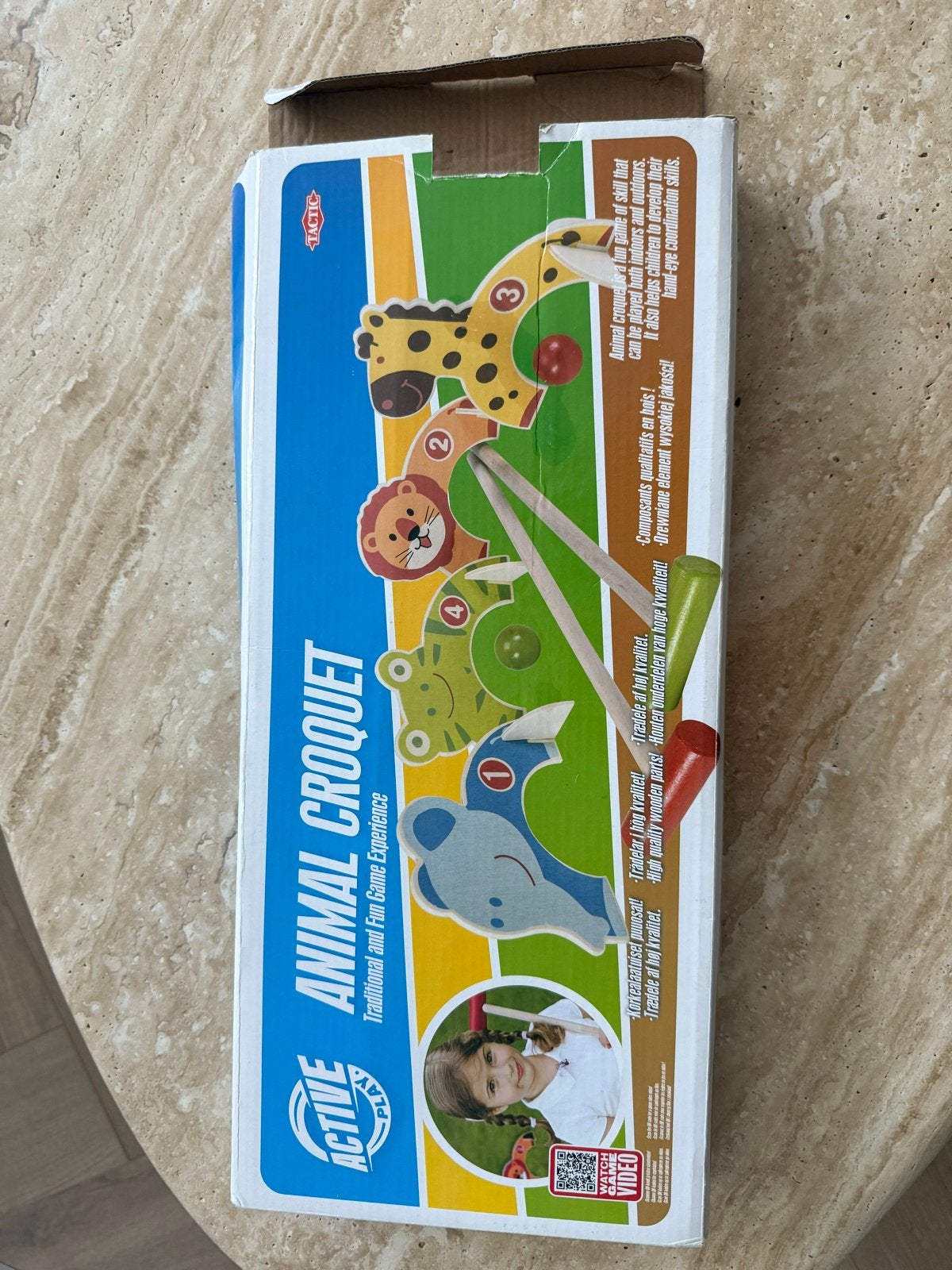 Tactic Dieren Croquet Spel - Houten Buitenspel voor Kinderen, Ophalen of Verzenden, Gebruikt
